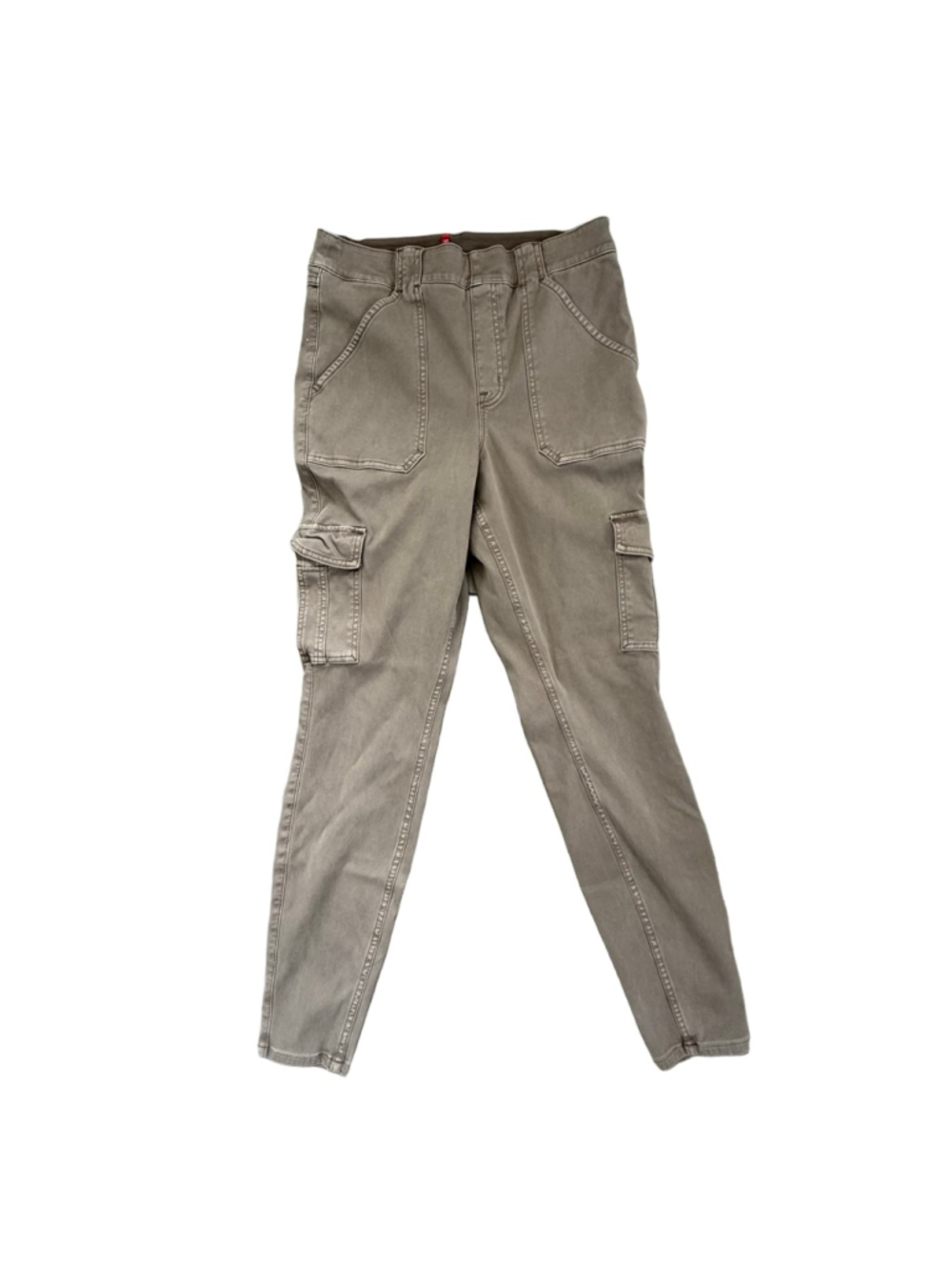 Spanx Stretch Twill Ankle Cargo Pants Khaki Tan Size Large Tall